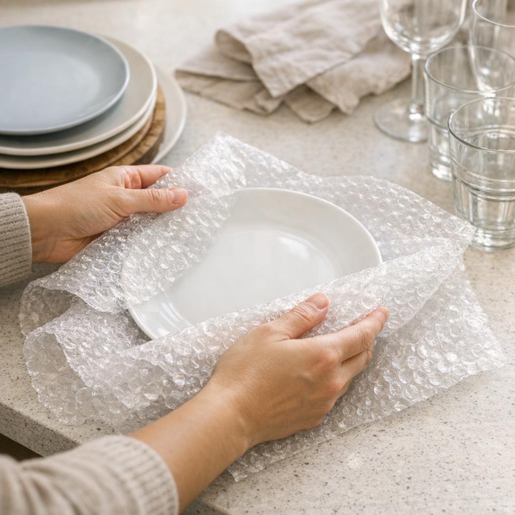 Emballer la vaisselle fragile sans casse